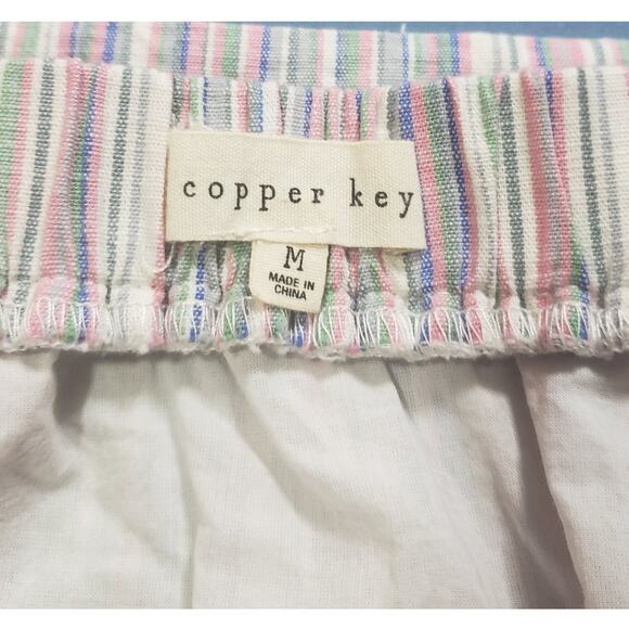 Copper Key Pastel Stripe Mini Skirt M Faux Wrap Cotton Blend Cottagecore Vibes - Picture 3 of 9